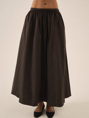 Train Station Poplin Maxi Skirt Black