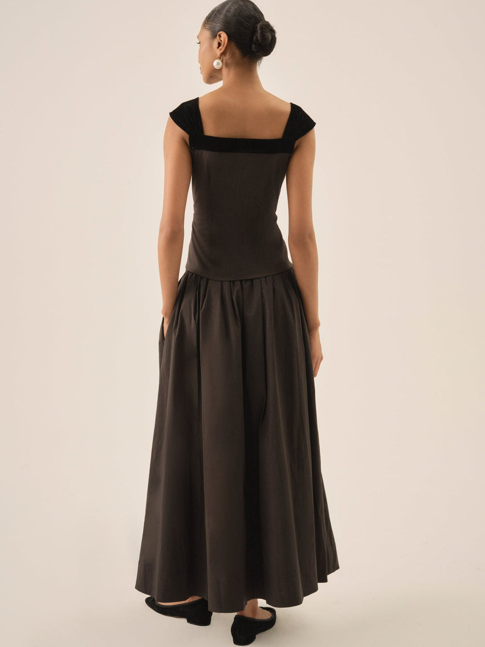 Train Station Poplin Maxi Skirt Black