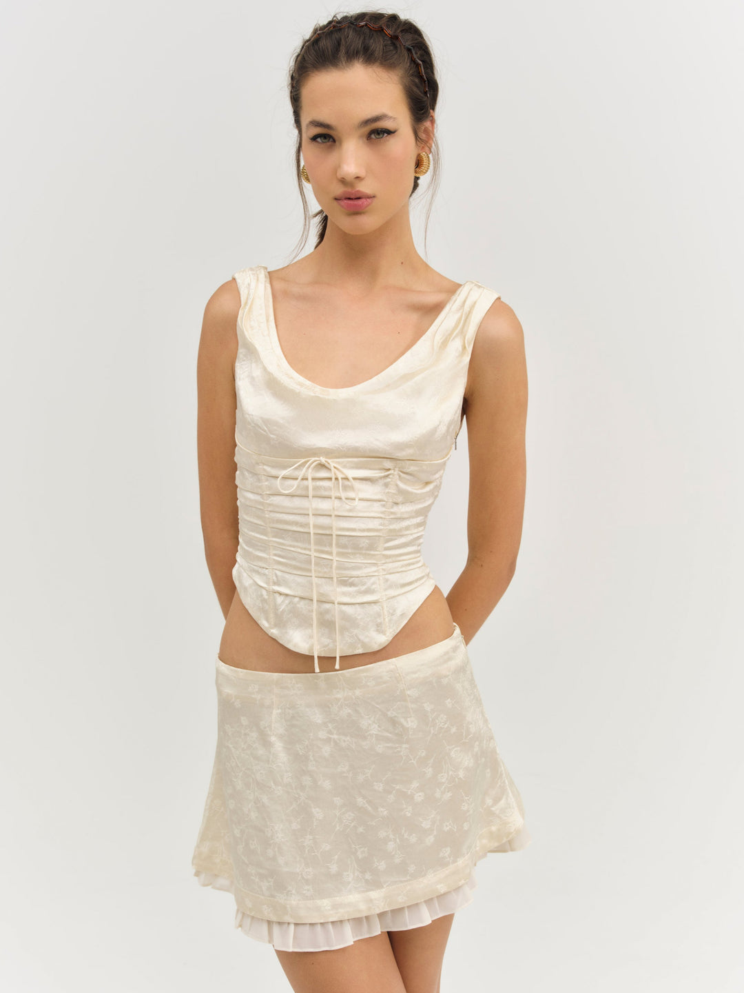Carla Jacquard Mini Skirt Cream