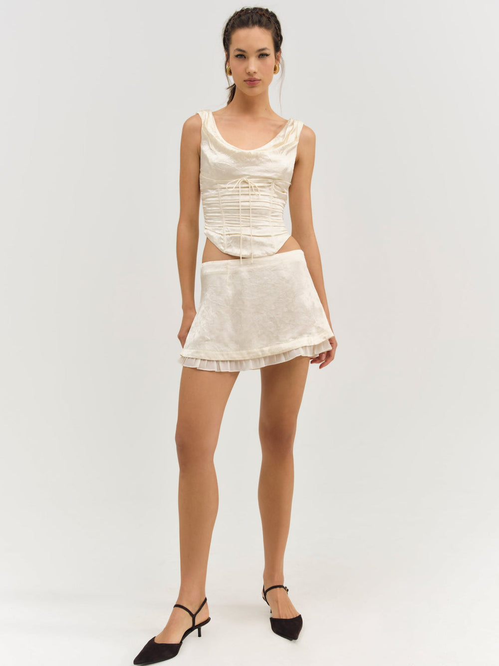 Carla Jacquard Mini Skirt Cream