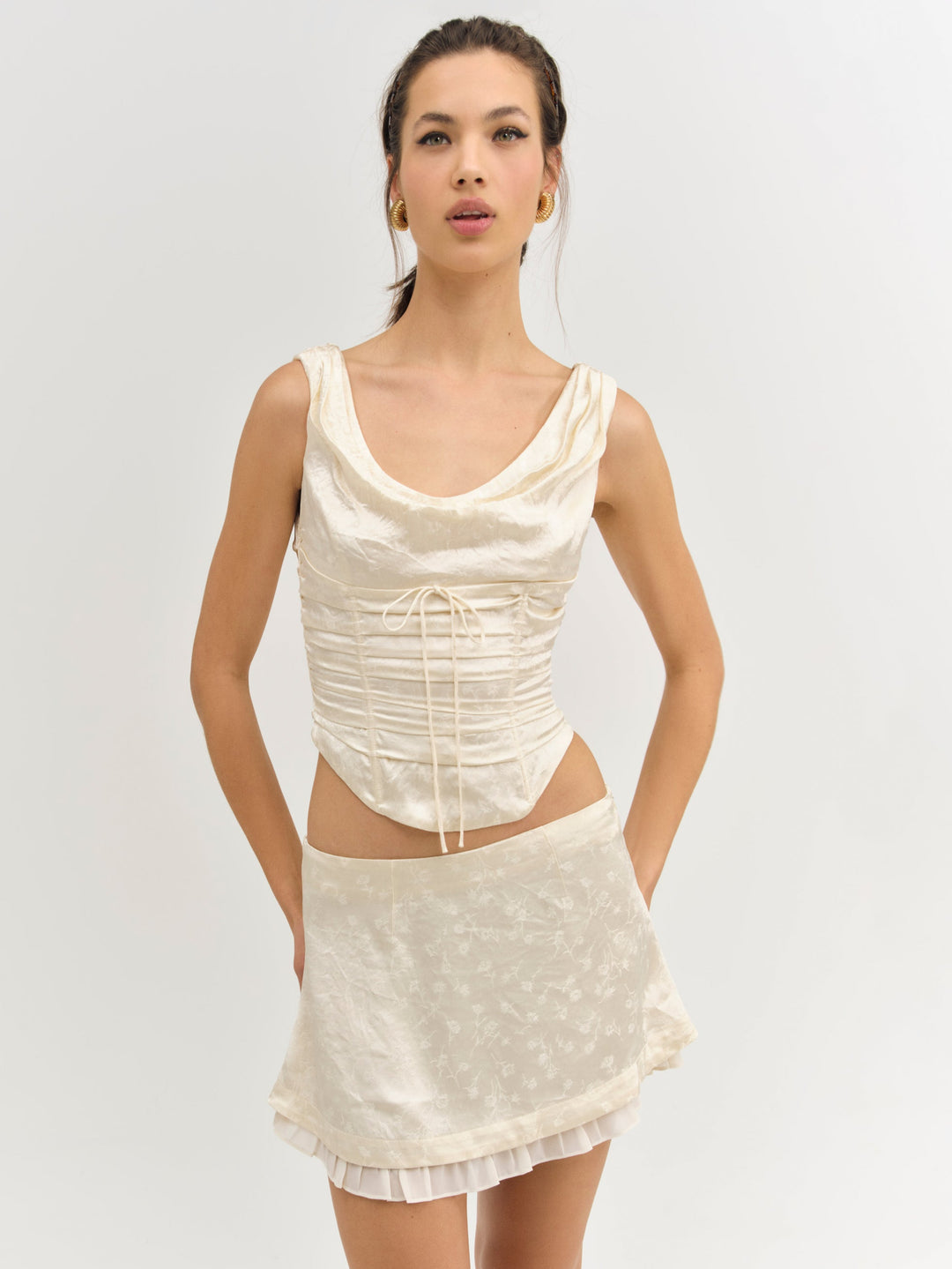Carla Jacquard Mini Skirt Cream