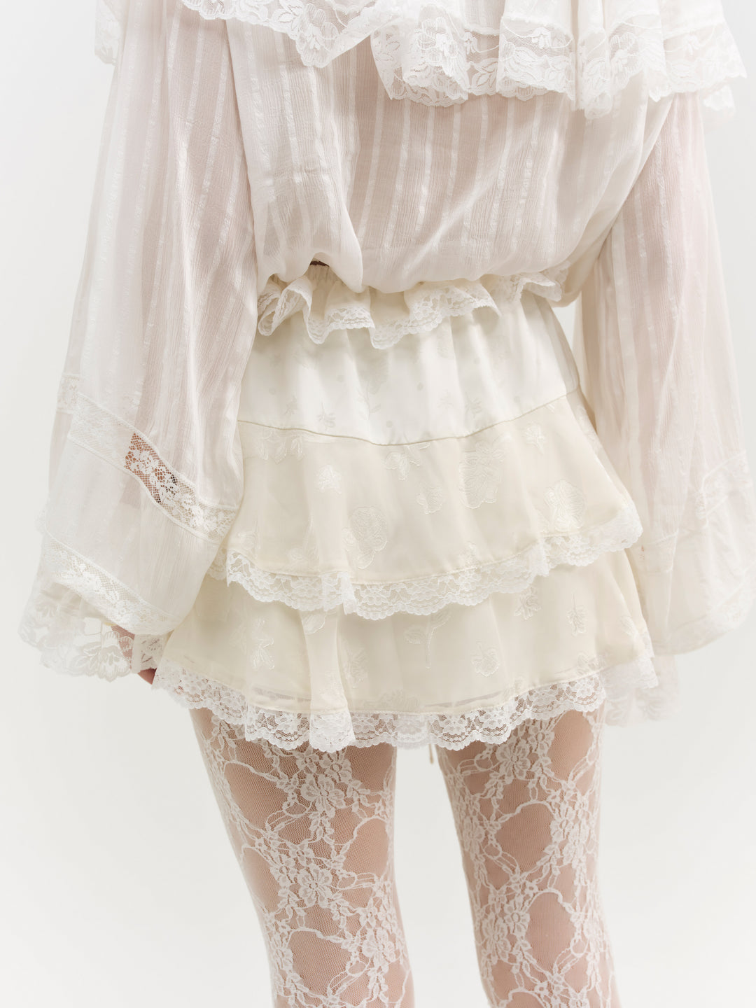 Jeanne Jacquard Mini Skirt Cream