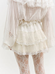 Jeanne Jacquard Mini Skirt Cream