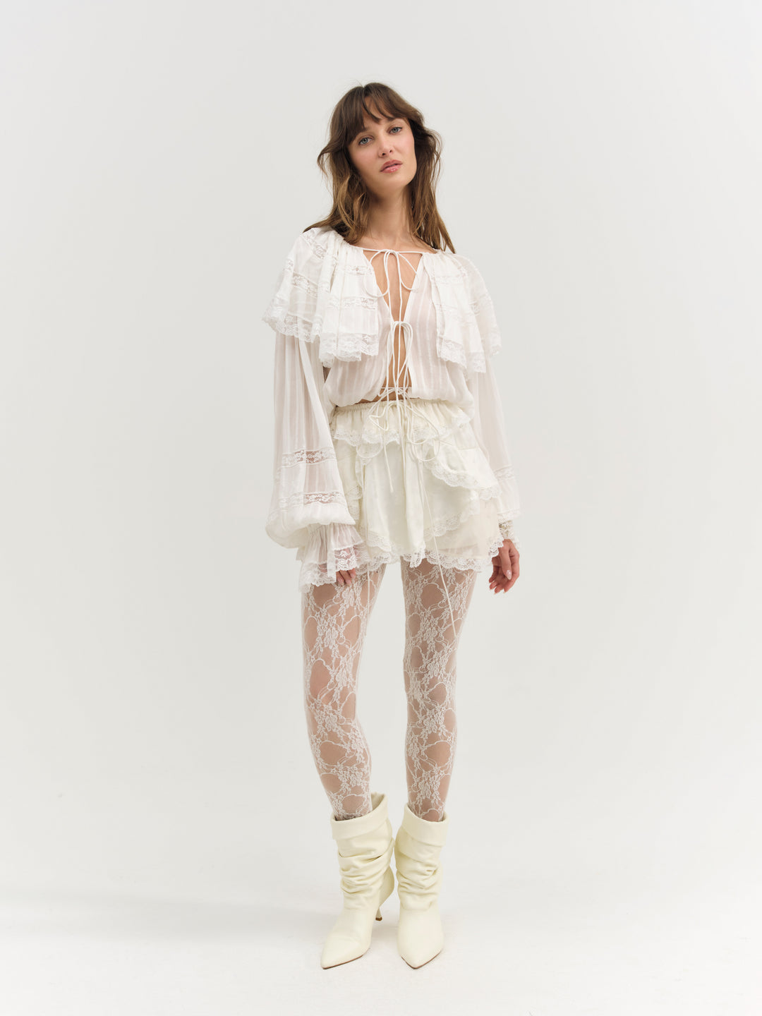 Jeanne Jacquard Mini Skirt Cream