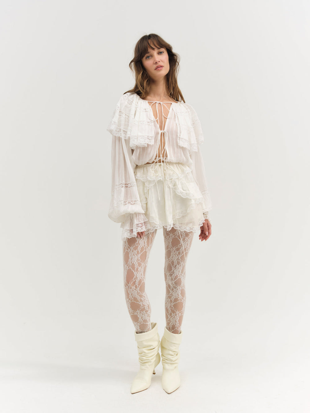 Jeanne Jacquard Mini Skirt Cream