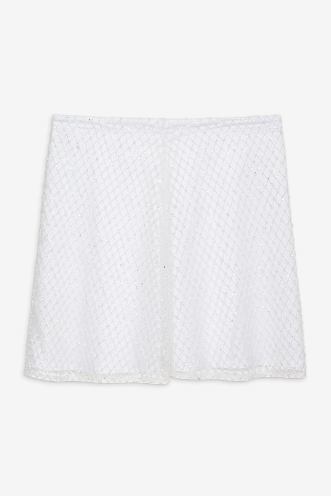 Glitter Grid Mini Skirt White