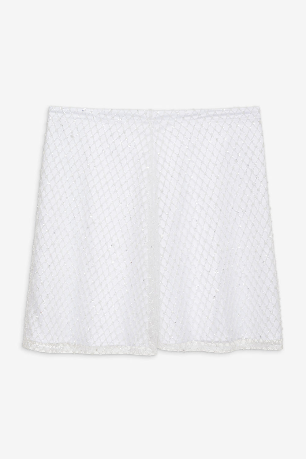 Glitter Grid Mini Skirt White