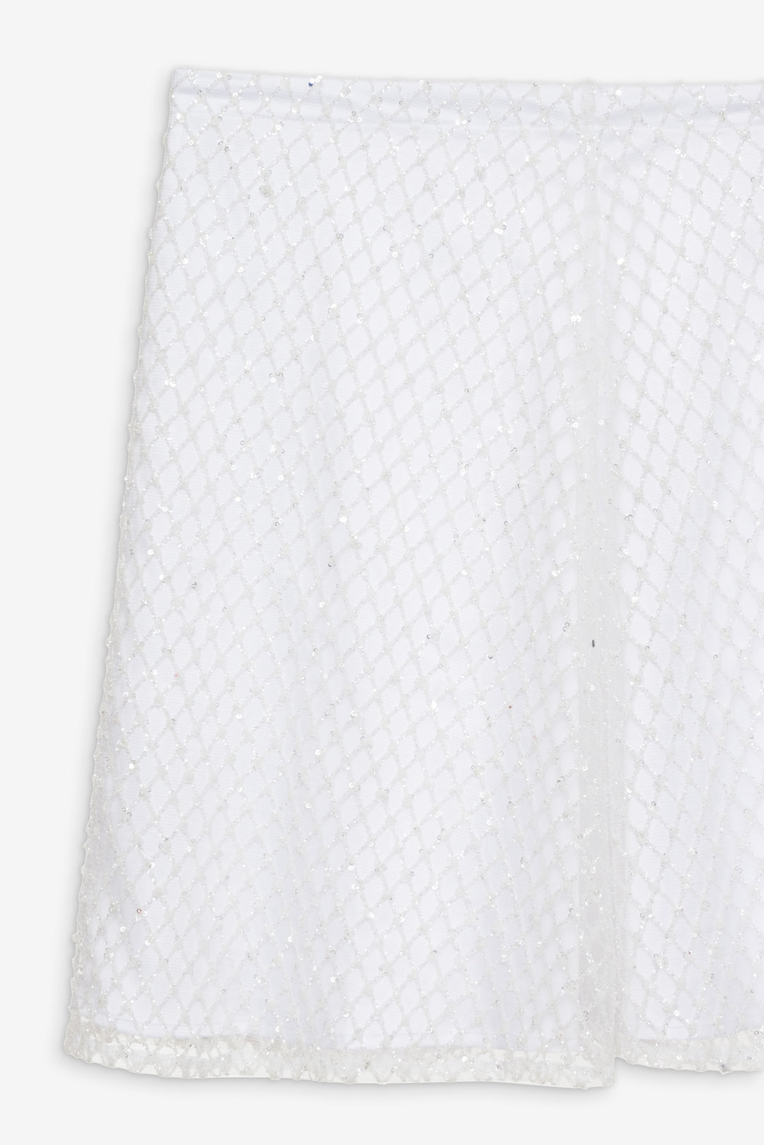 Glitter Grid Mini Skirt White