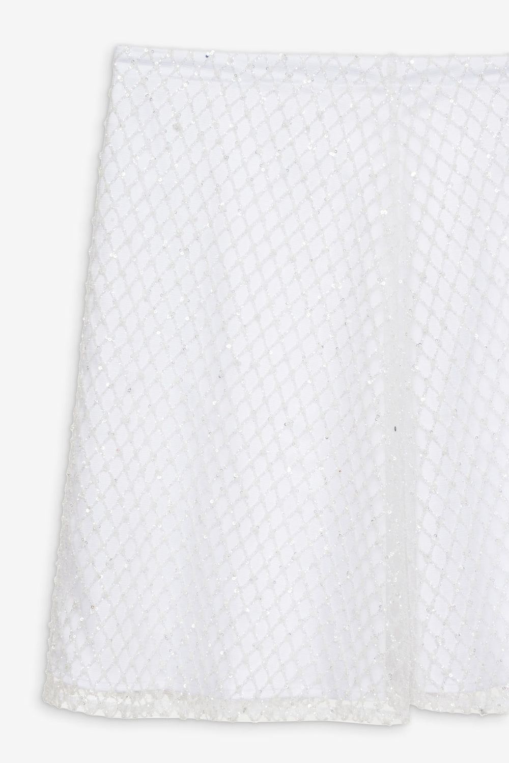 Glitter Grid Mini Skirt White