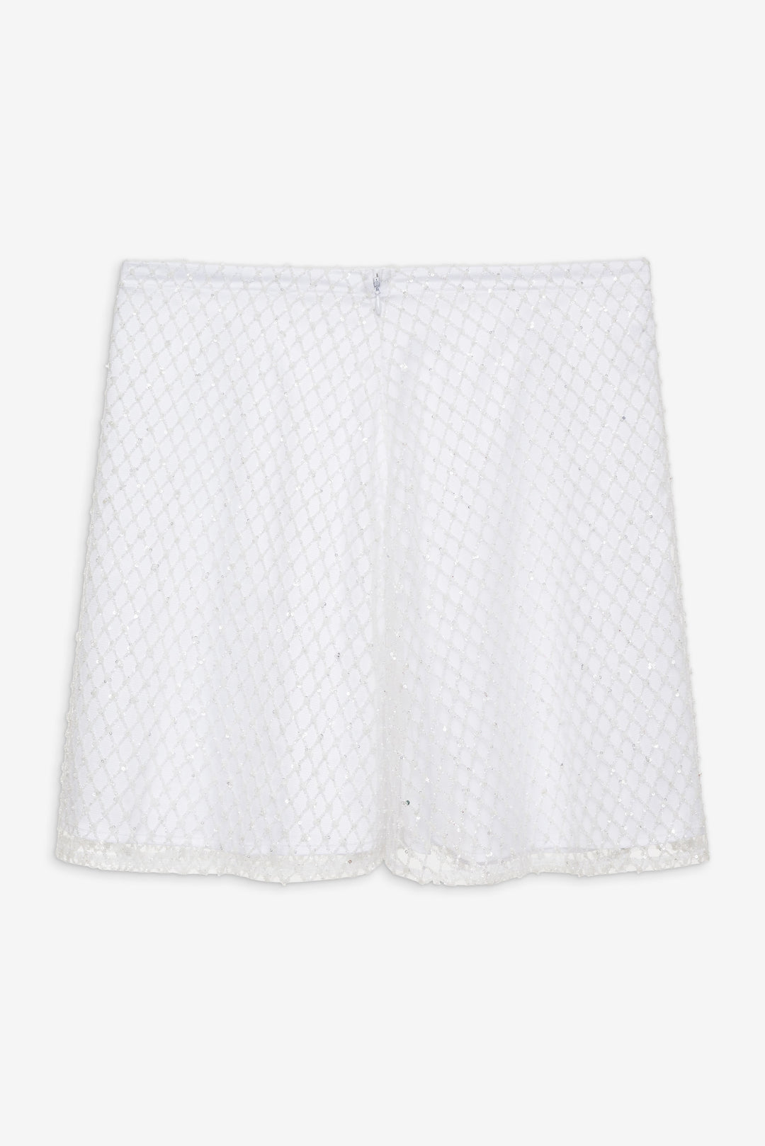 Glitter Grid Mini Skirt White
