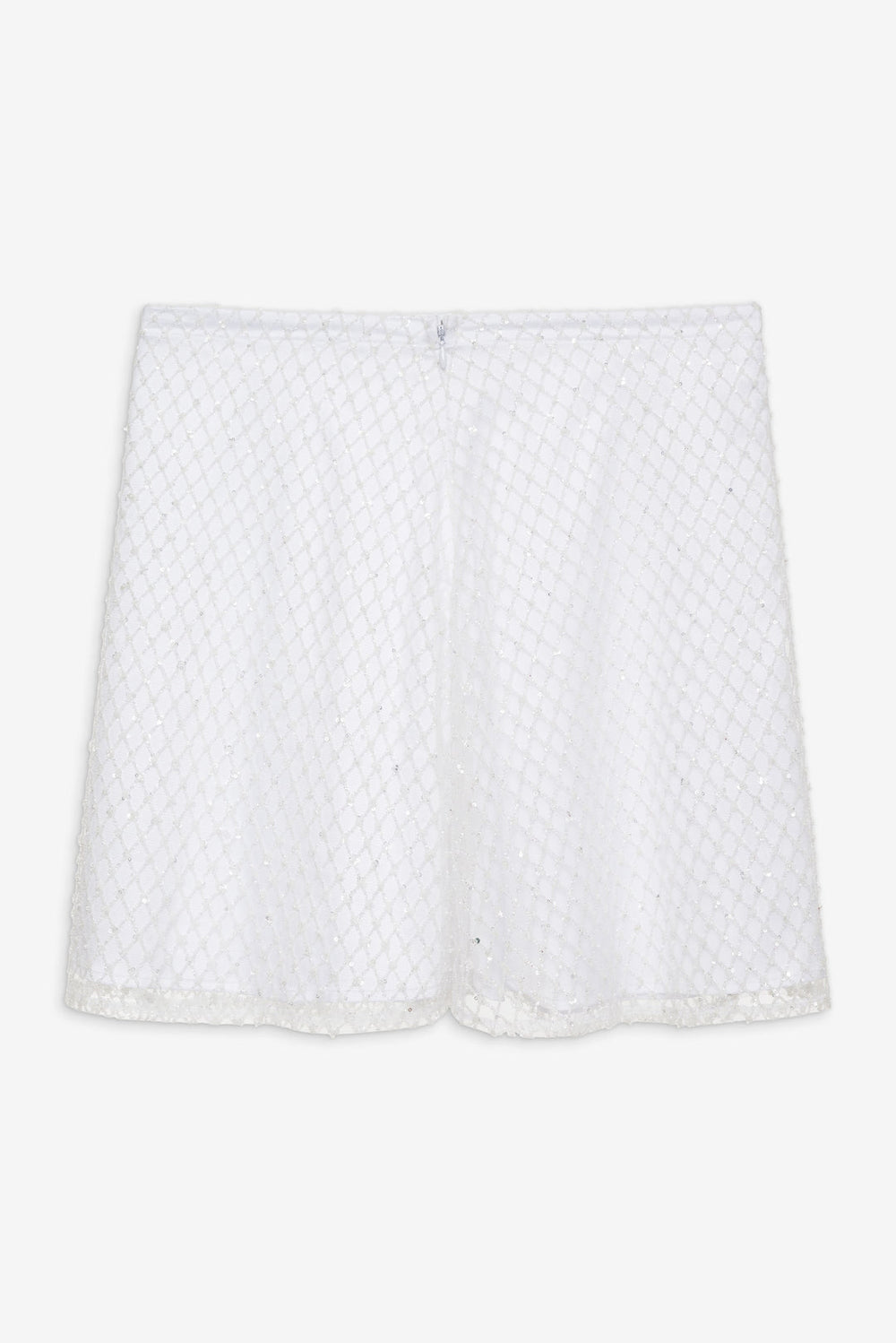 Glitter Grid Mini Skirt White