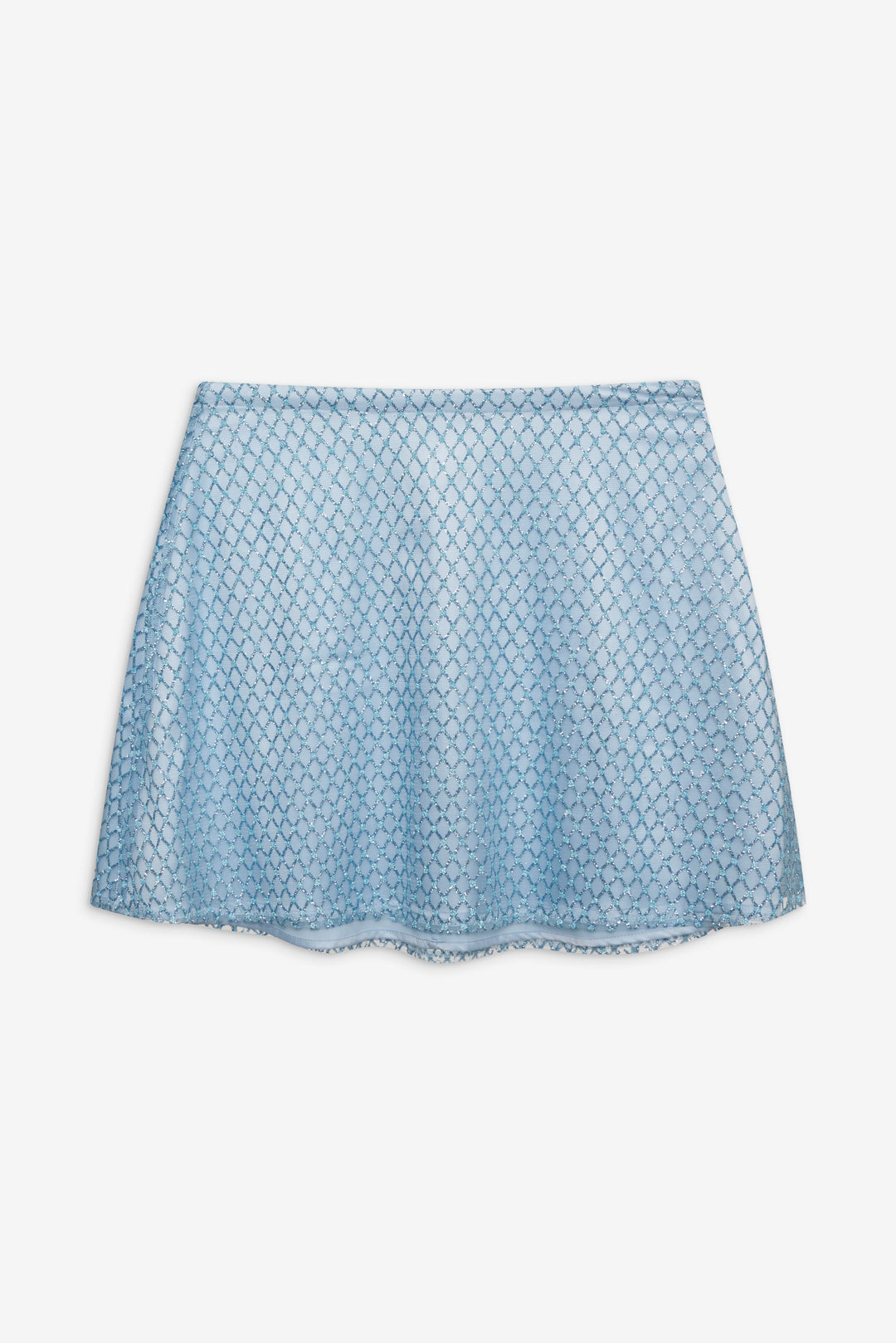 Glitter Grid Mini Skirt Blue
