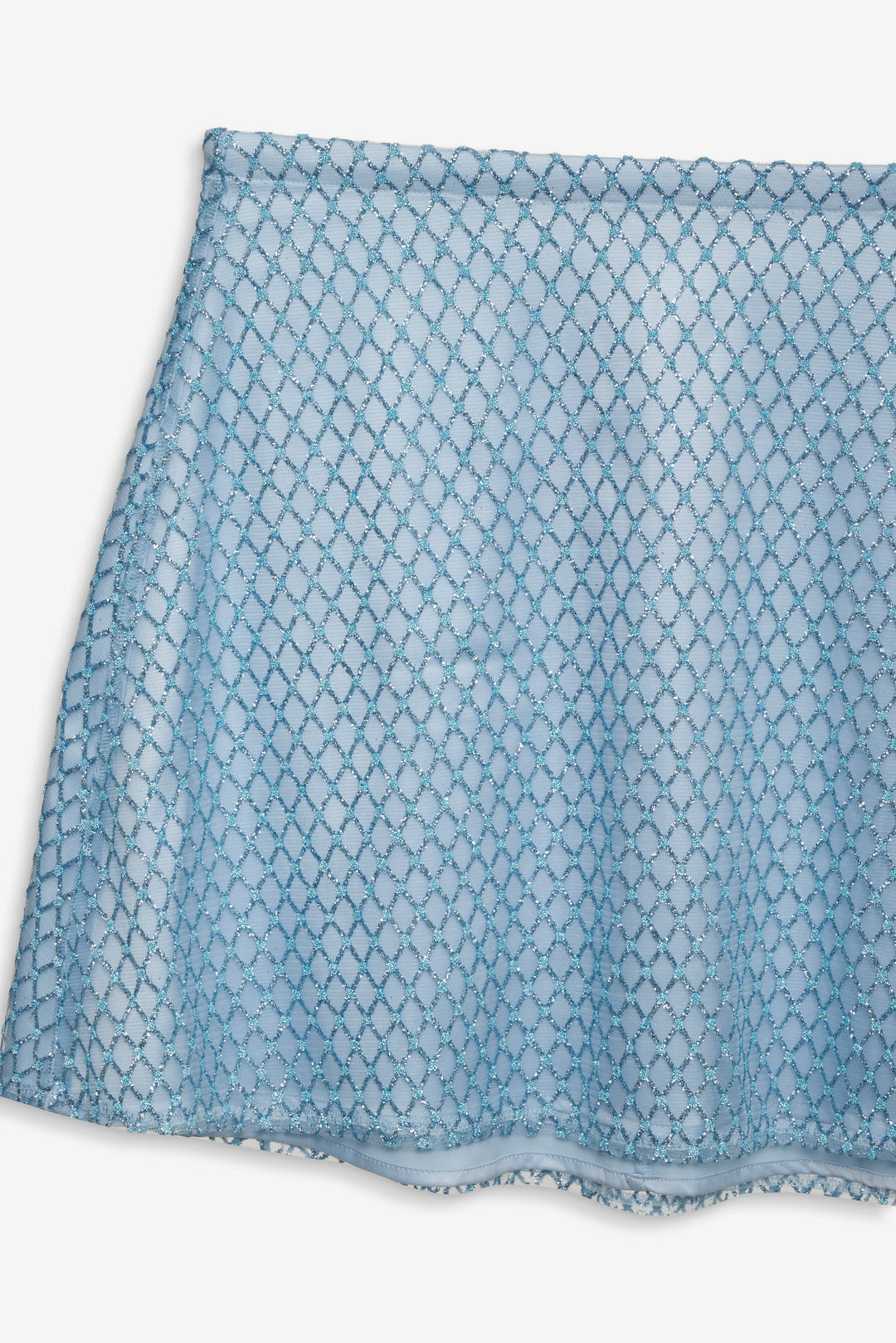 Glitter Grid Mini Skirt Blue
