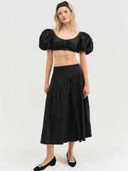 Helena Poplin Midi Skirt Black