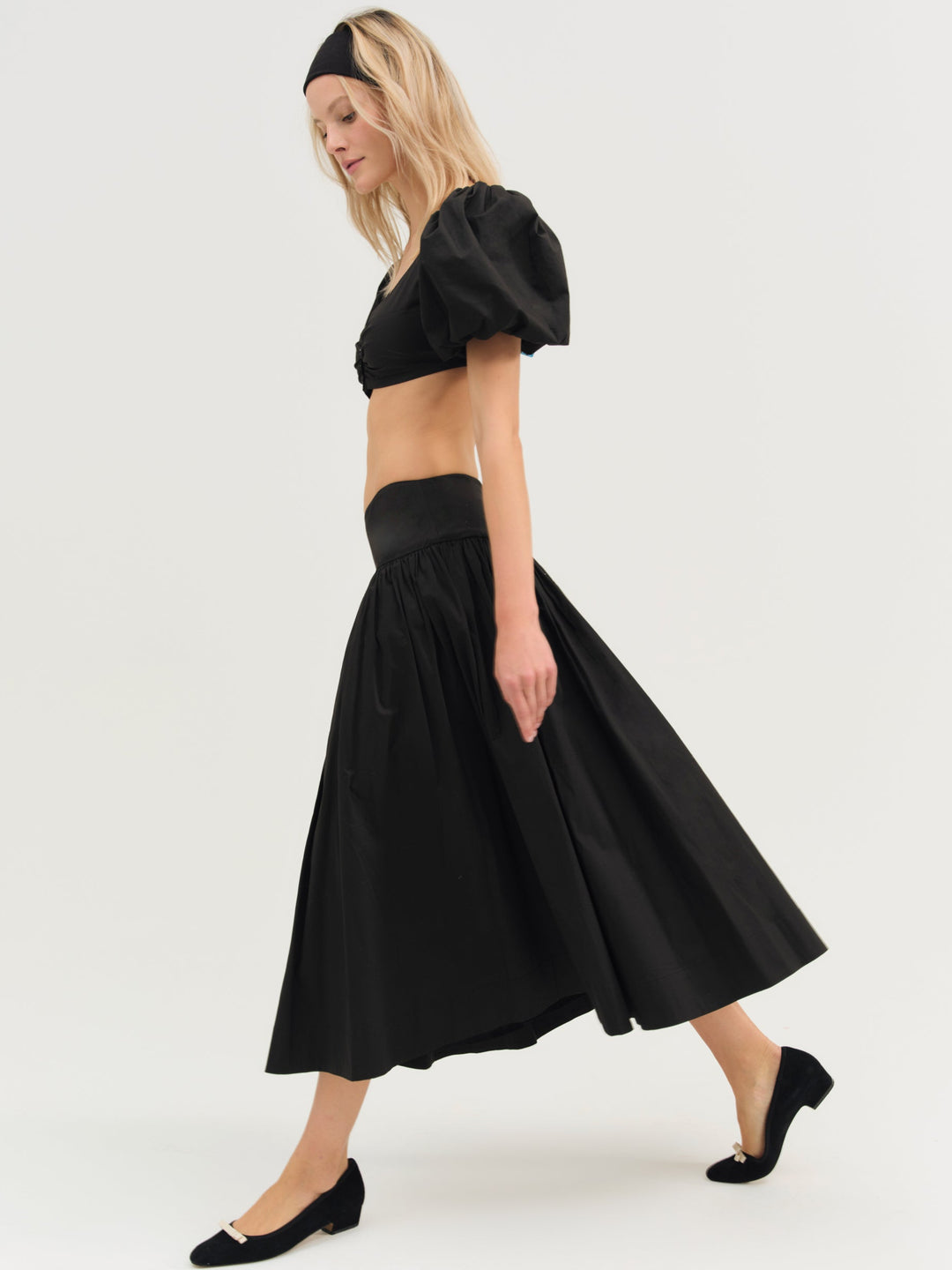 Helena Poplin Midi Skirt Black