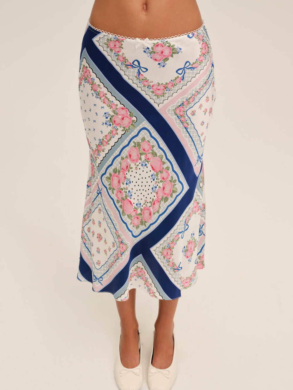 Summer Scarf Midi Skirt Blue