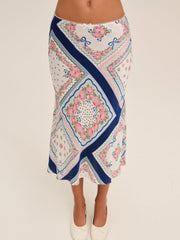 Summer Scarf Midi Skirt Blue