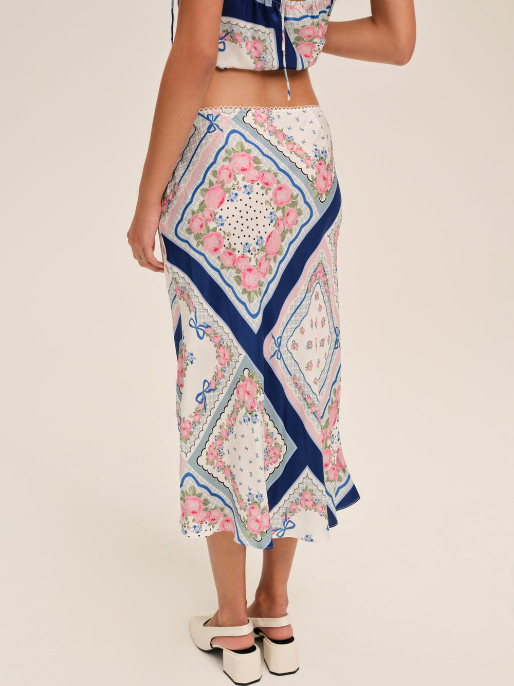 Summer Scarf Midi Skirt Blue