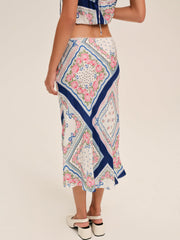 Summer Scarf Midi Skirt Blue