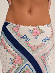 Summer Scarf Midi Skirt Blue