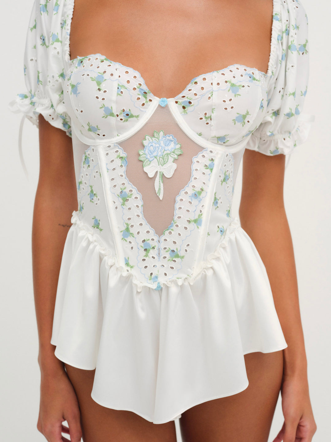 Budding Blossom Sleep Romper White