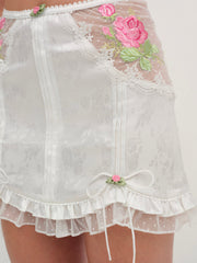 Heirloom Rose Slip Skirt White