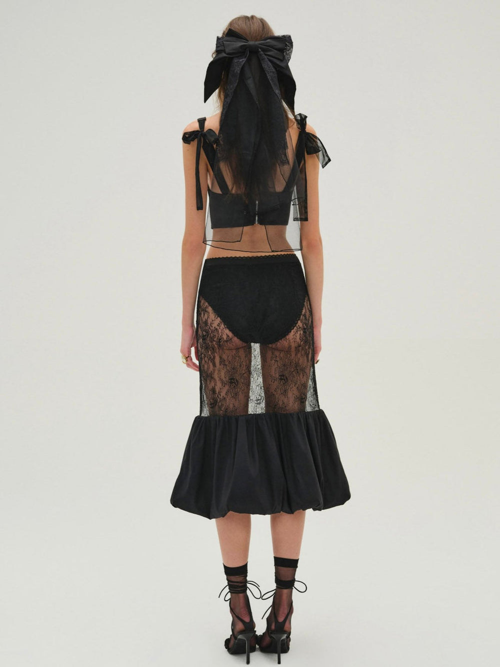 Sugarplum Lace Midi Skirt Black