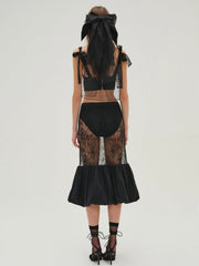 Sugarplum Lace Midi Skirt Black