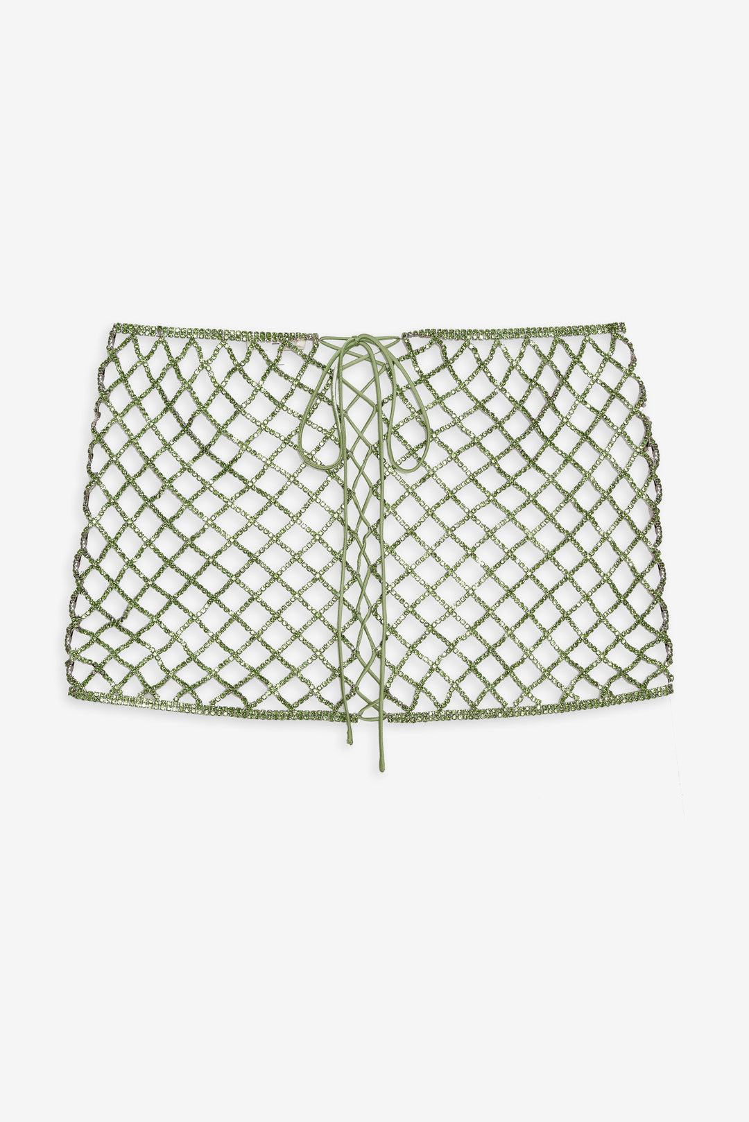 Tulip Grid Rhinestone Skirt Green