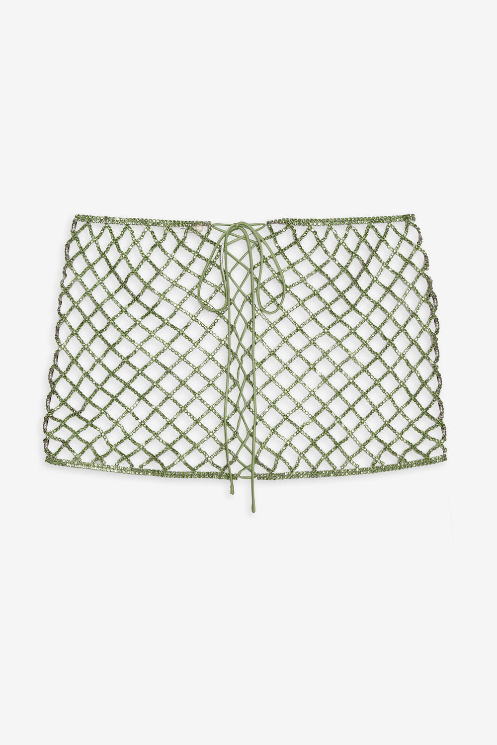 Tulip Grid Rhinestone Skirt Green