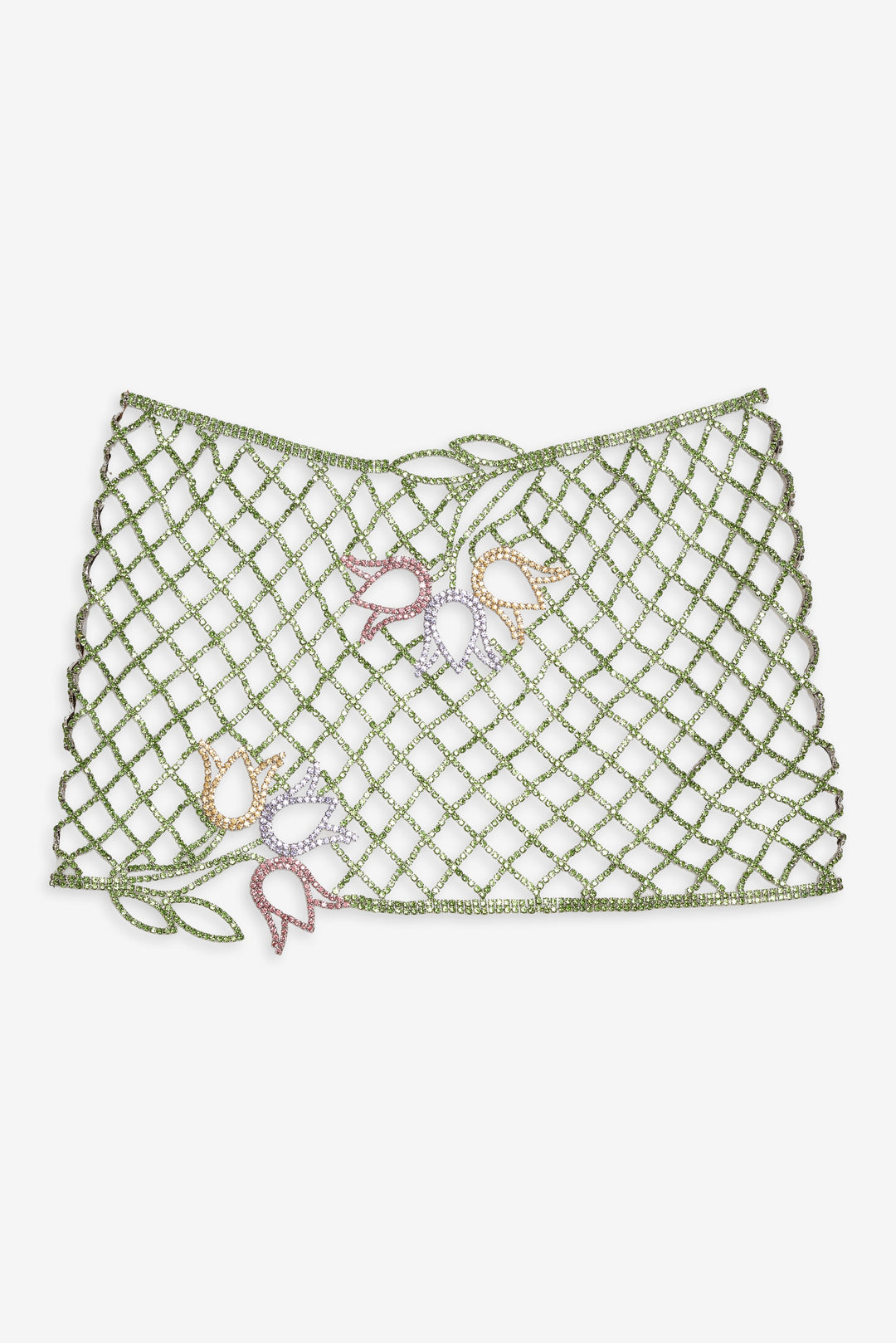Tulip Grid Rhinestone Skirt Green