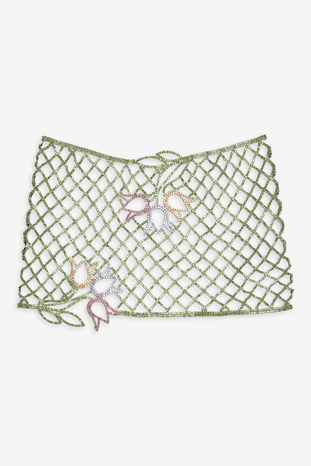Tulip Grid Rhinestone Skirt Green
