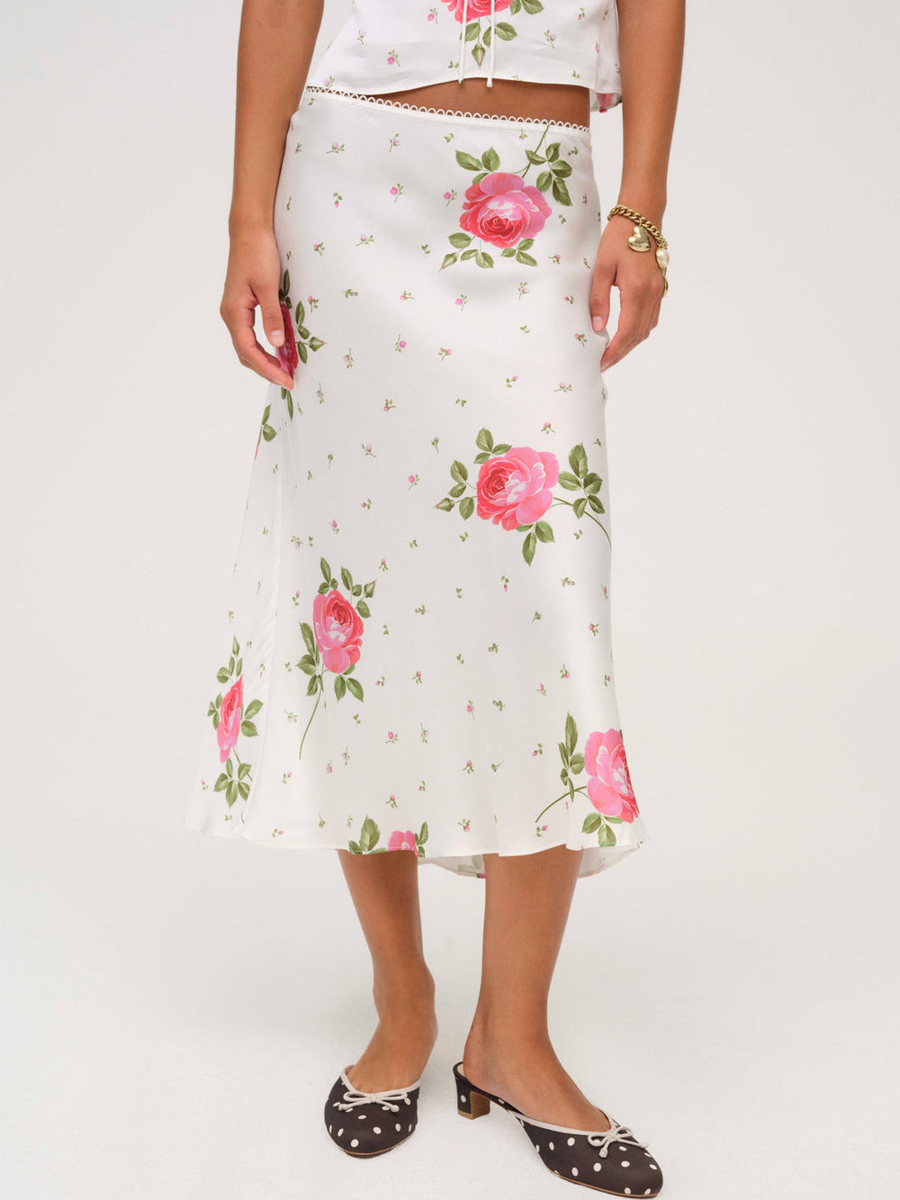 Rosebud Midi Skirt White