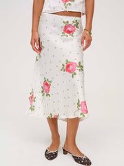 Rosebud Midi Skirt White