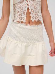 Doily Lace Mini Skirt Cream