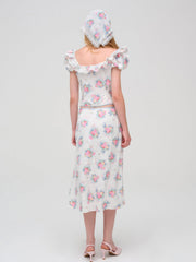 Doily Bouquet Midi Skirt White