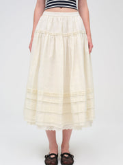 Eyelet Midi Skirt White