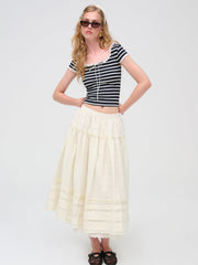 Eyelet Midi Skirt White