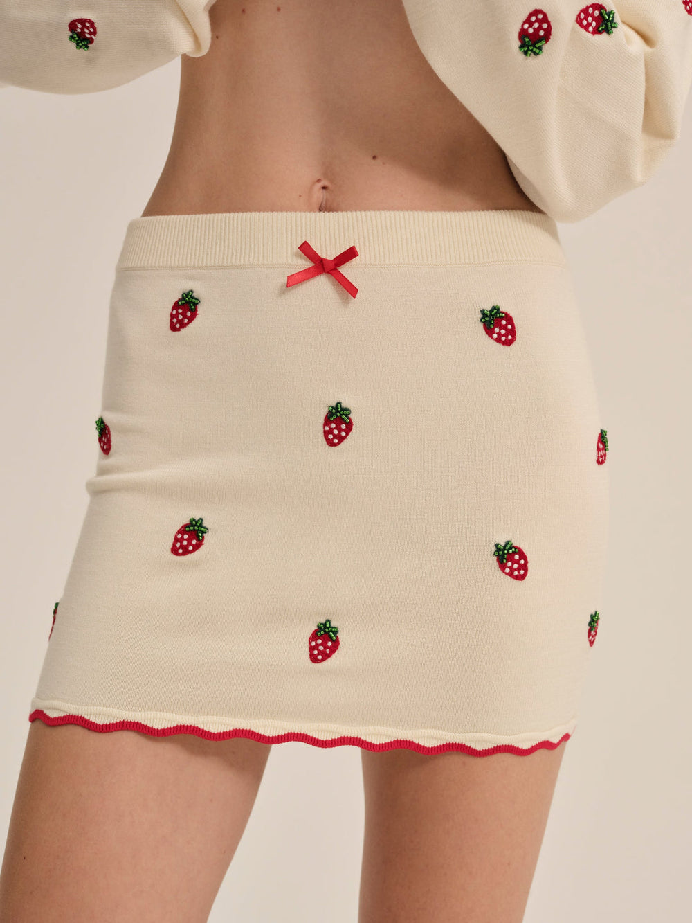 Strawberry Jam Mini Skirt Cream