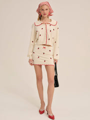 Strawberry Jam Mini Skirt Cream
