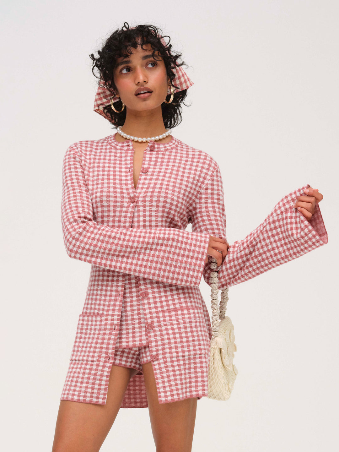 Gingham Knit Skort Mauve
