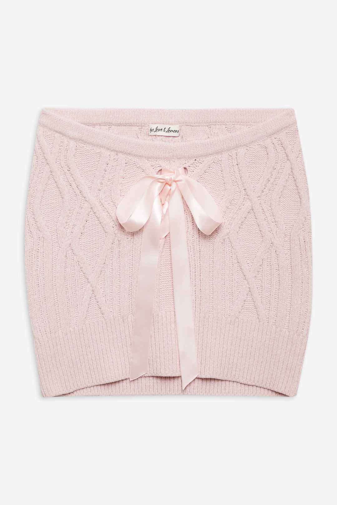 Chenille Cable Knit Mini Skirt Pink