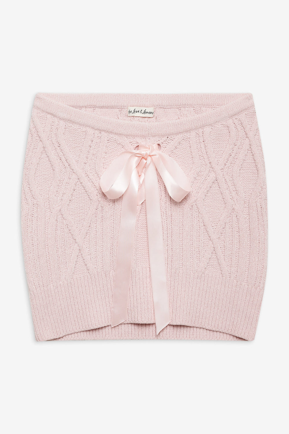 Chenille Cable Knit Mini Skirt Pink