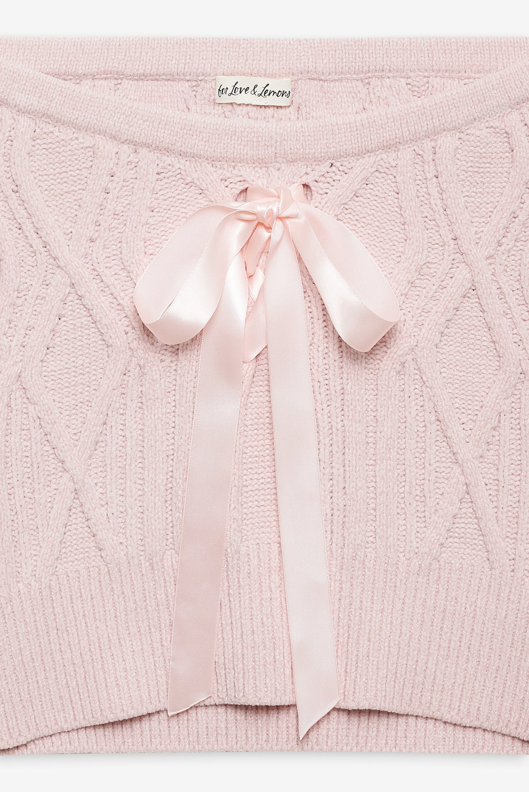 Chenille Cable Knit Mini Skirt Pink