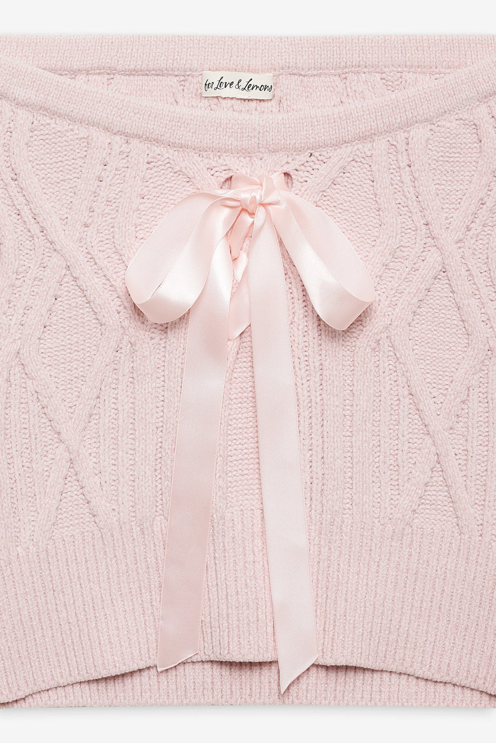 Chenille Cable Knit Mini Skirt Pink