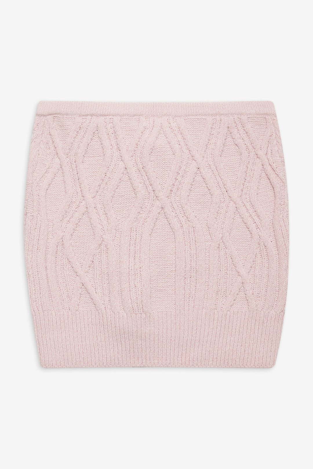 Chenille Cable Knit Mini Skirt Pink