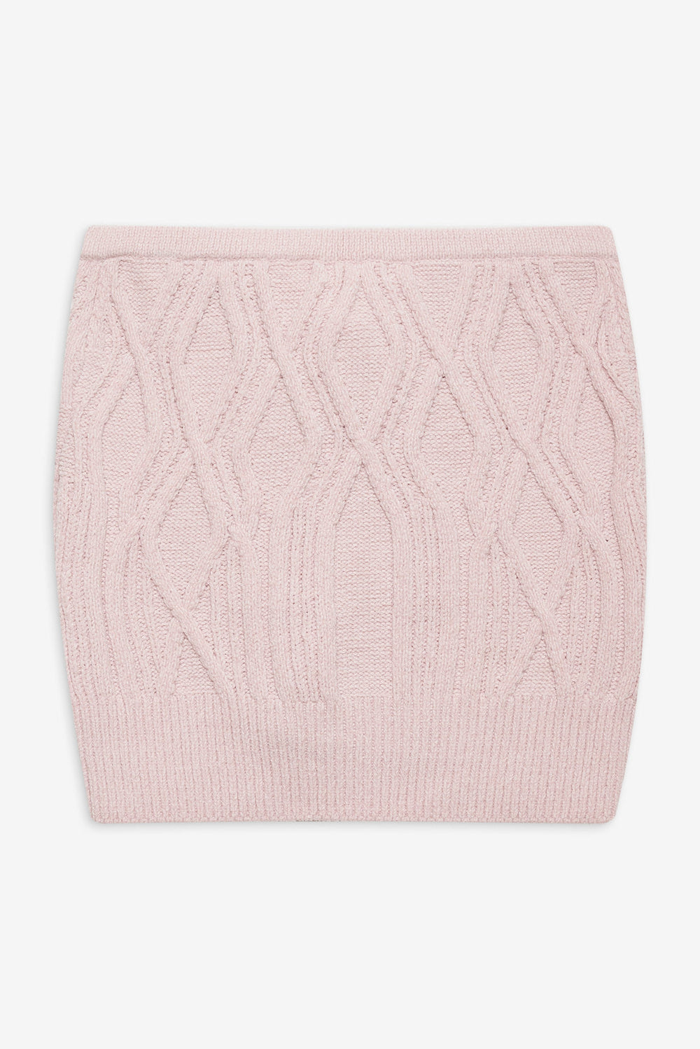 Chenille Cable Knit Mini Skirt Pink