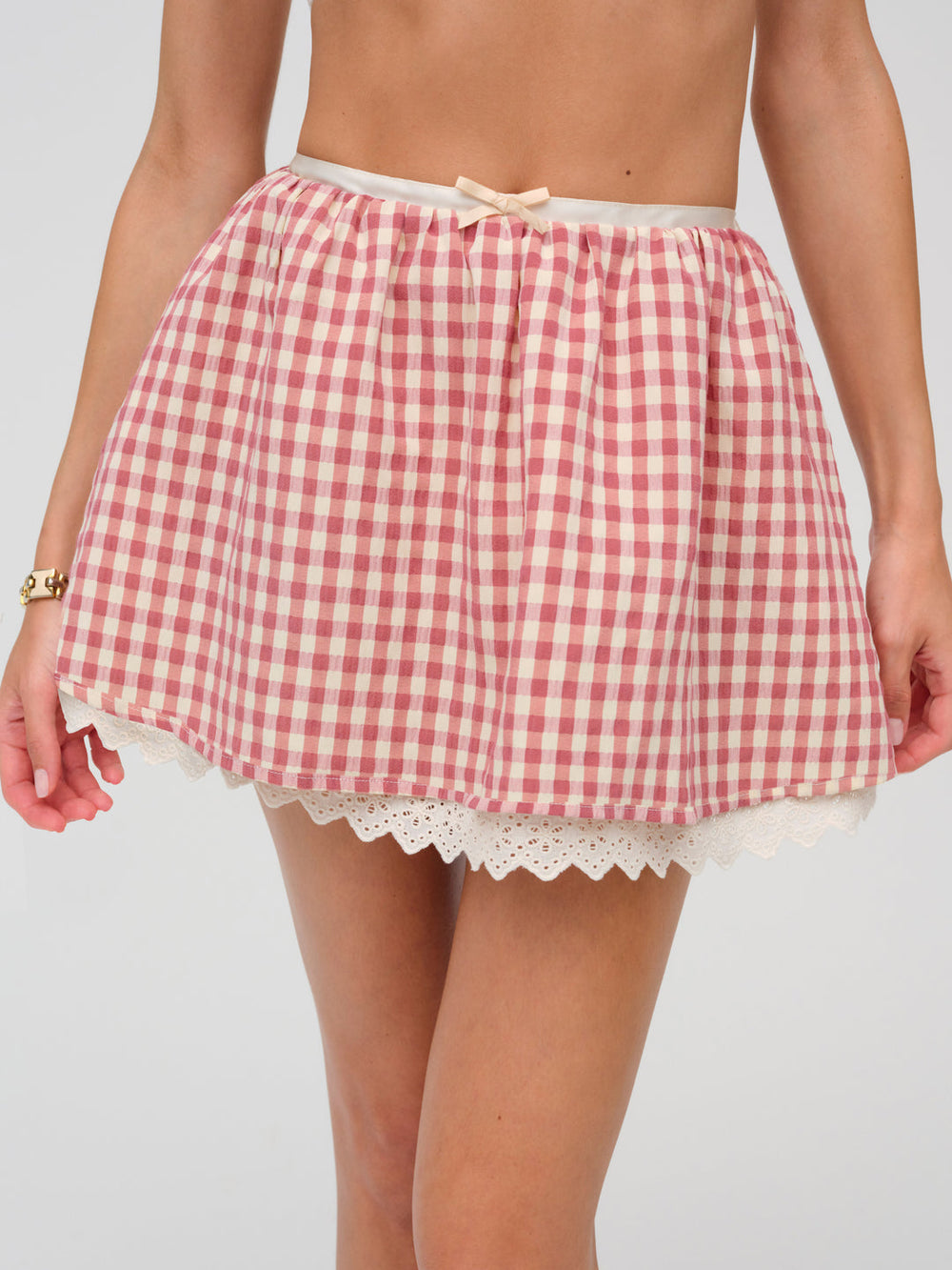 Georgia Gingham Micro Mini Skirt Mauve