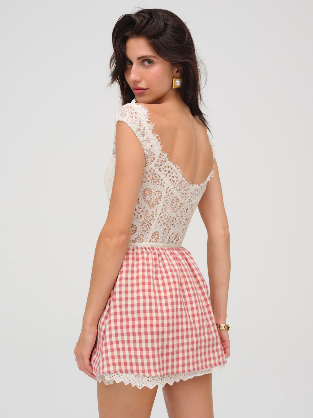Georgia Gingham Micro Mini Skirt Mauve