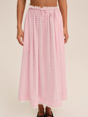 Ginny Gingham Midi Skirt Pink